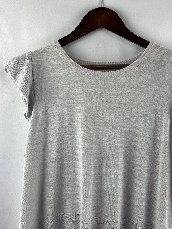 Women’s Loft Large Light Gray Sleeveless Knot Blouse