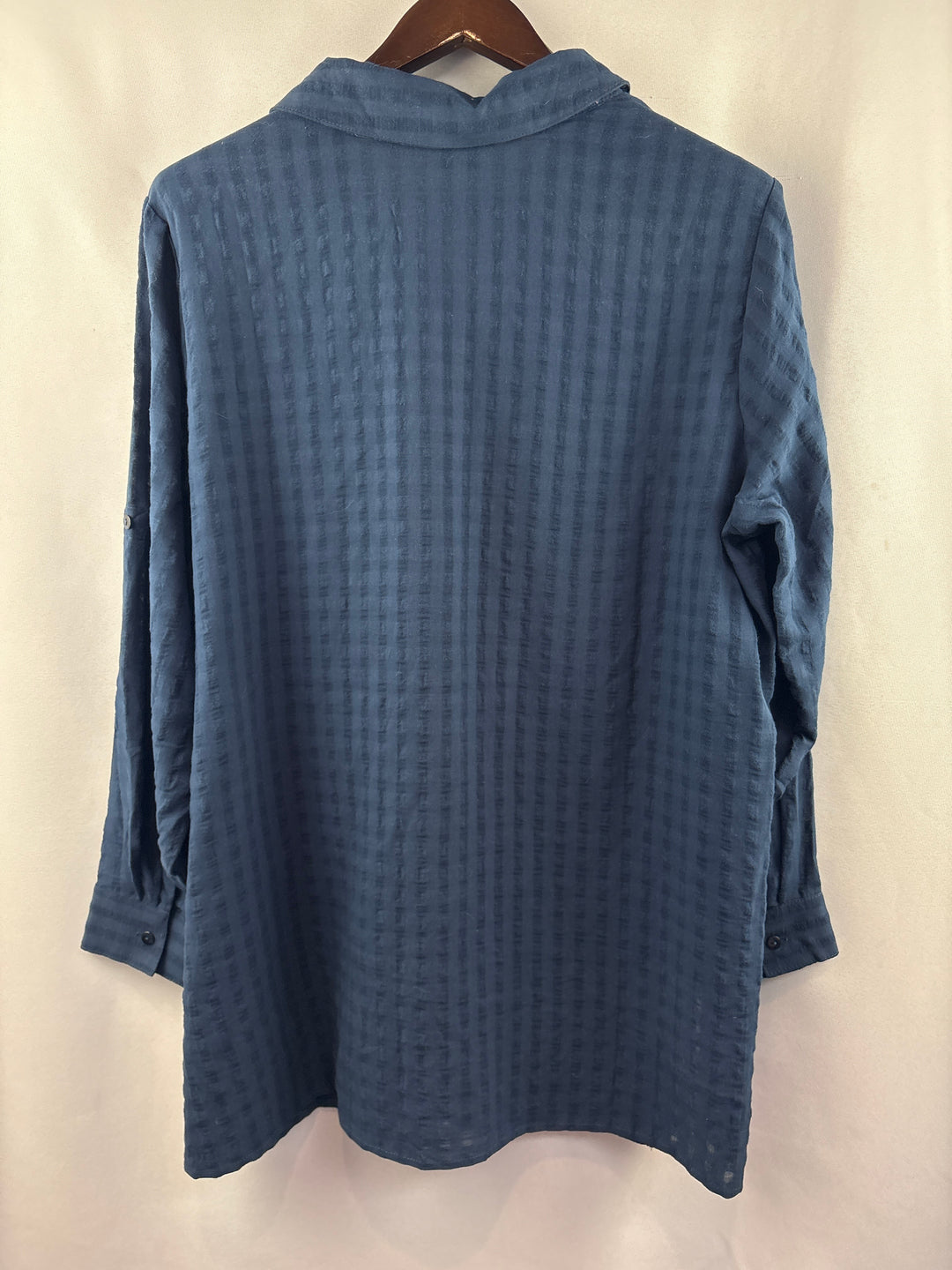 Women’s Joan Rivers Size 1X Navy Square Patterned Button Up