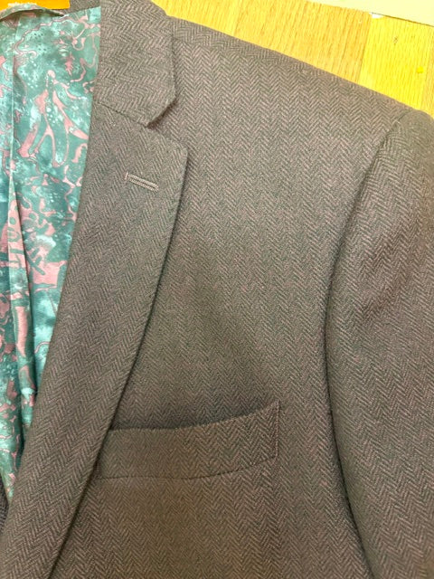 Tallia Lord &amp; Taylor Burgundy &amp; Black Herringbone Knit Blazer 40R-42R