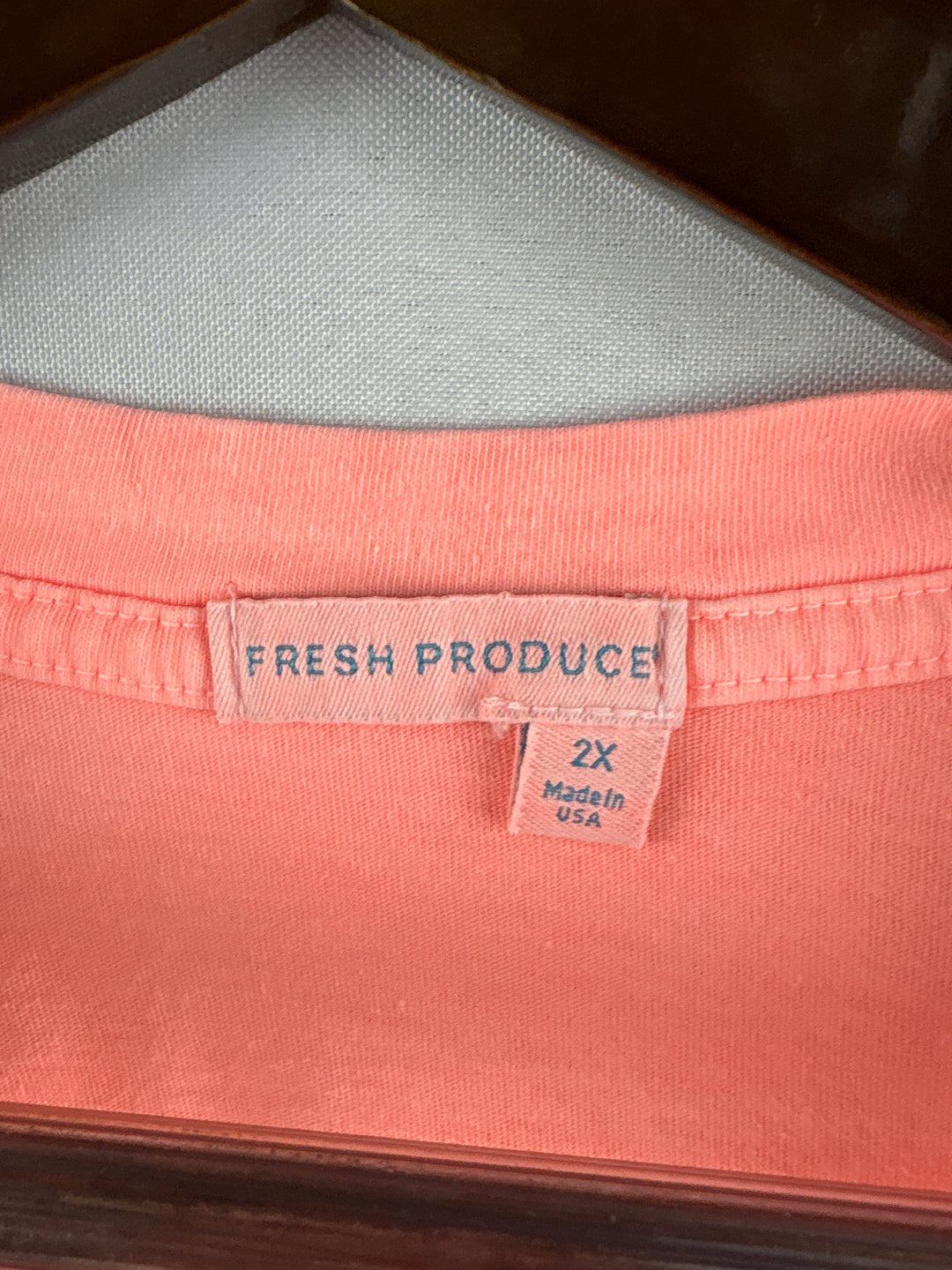 Women’s Fresh Produce Size 2X Bright Orange V-Neck T-Shirt
