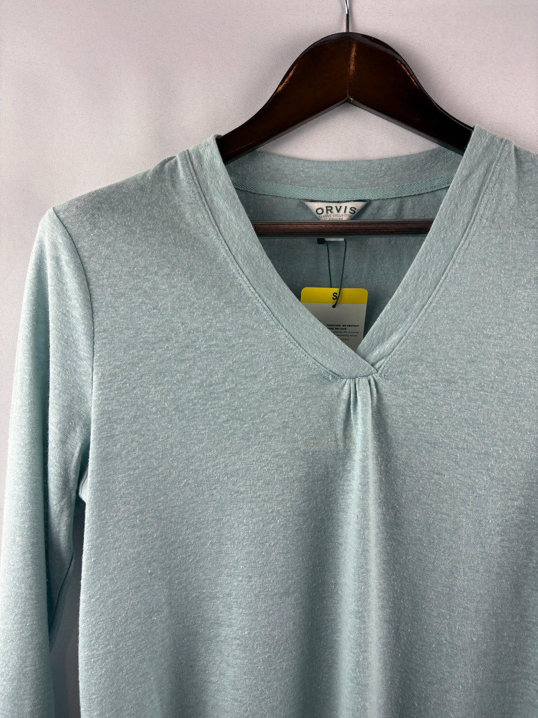 Women’s Orvis Small Pale Sea Blue V-Neck Shirt