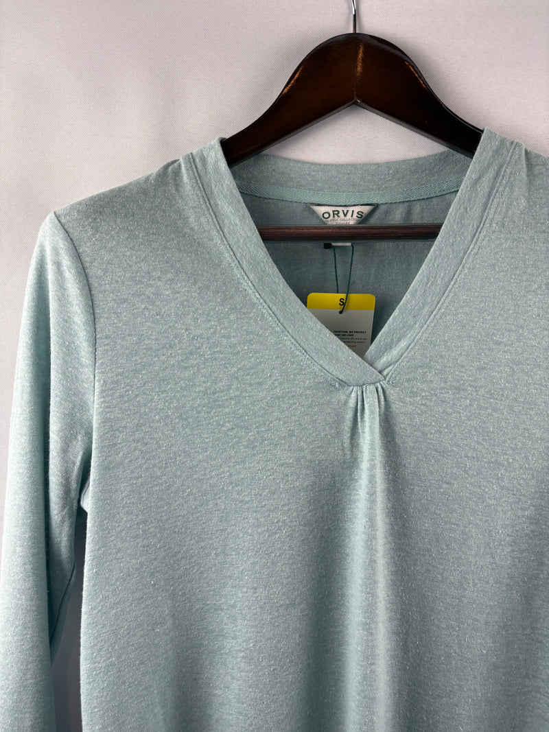 Women’s Orvis Small Pale Sea Blue V-Neck Shirt