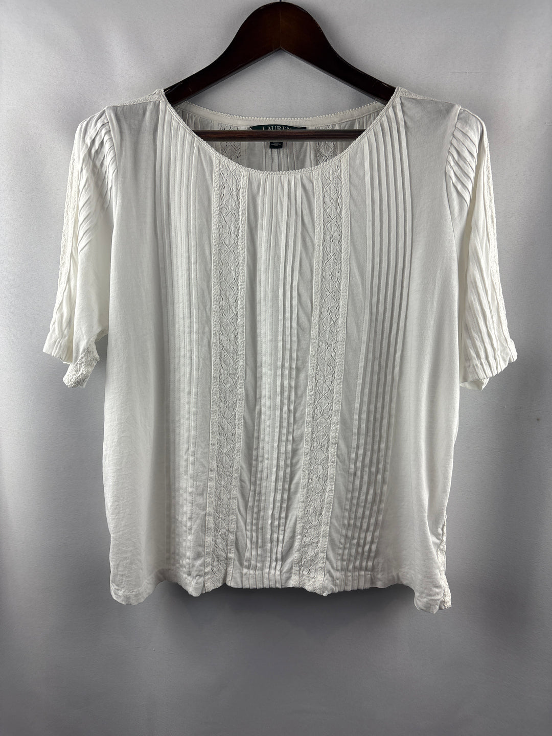 Women’s Lauren by Ralph Lauren XL White Short Sleeve Blouse