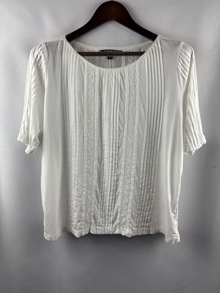 Women’s Lauren by Ralph Lauren XL White Short Sleeve Blouse