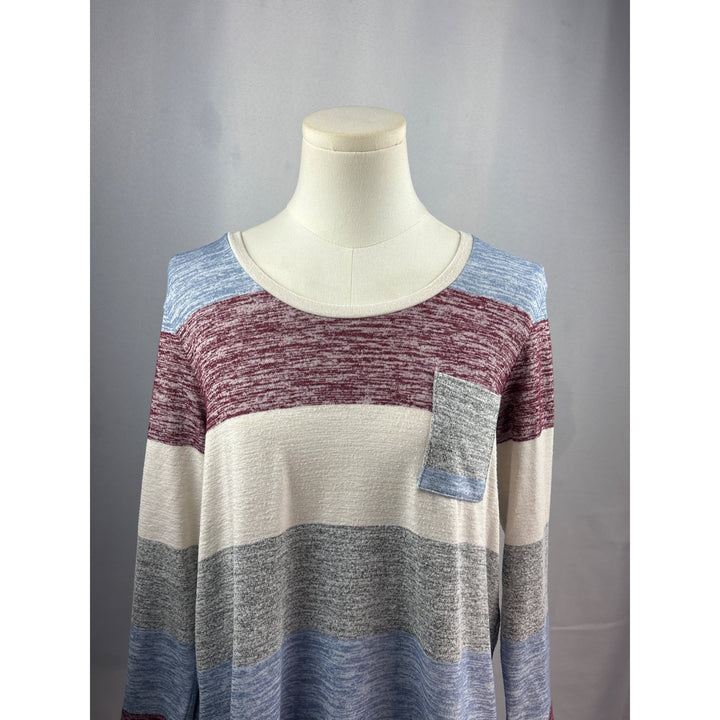 Market & Spruce Petite Striped Sweater Top S Rayon/Polyester