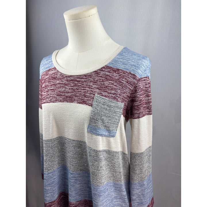 Market & Spruce Petite Striped Sweater Top S Rayon/Polyester