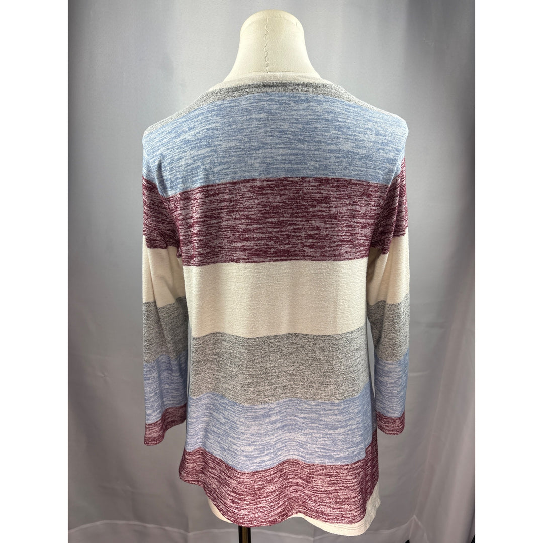 Market & Spruce Petite Striped Sweater Top S Rayon/Polyester