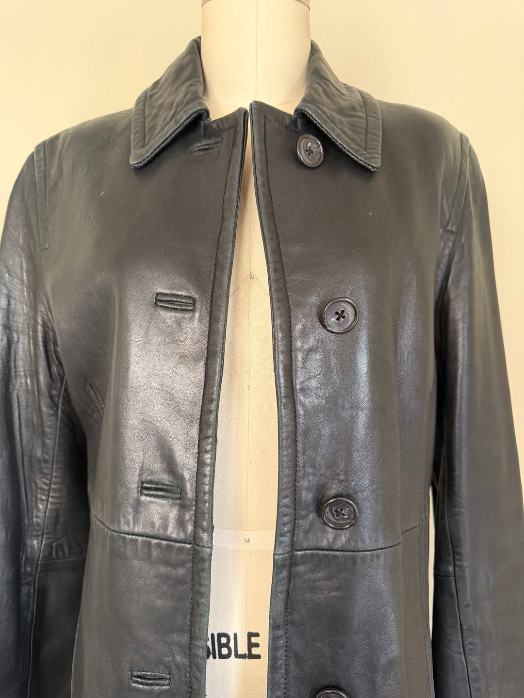 Vintage Calvin Klein Black 100% Leather Jacket Minimalist Y2K 90s