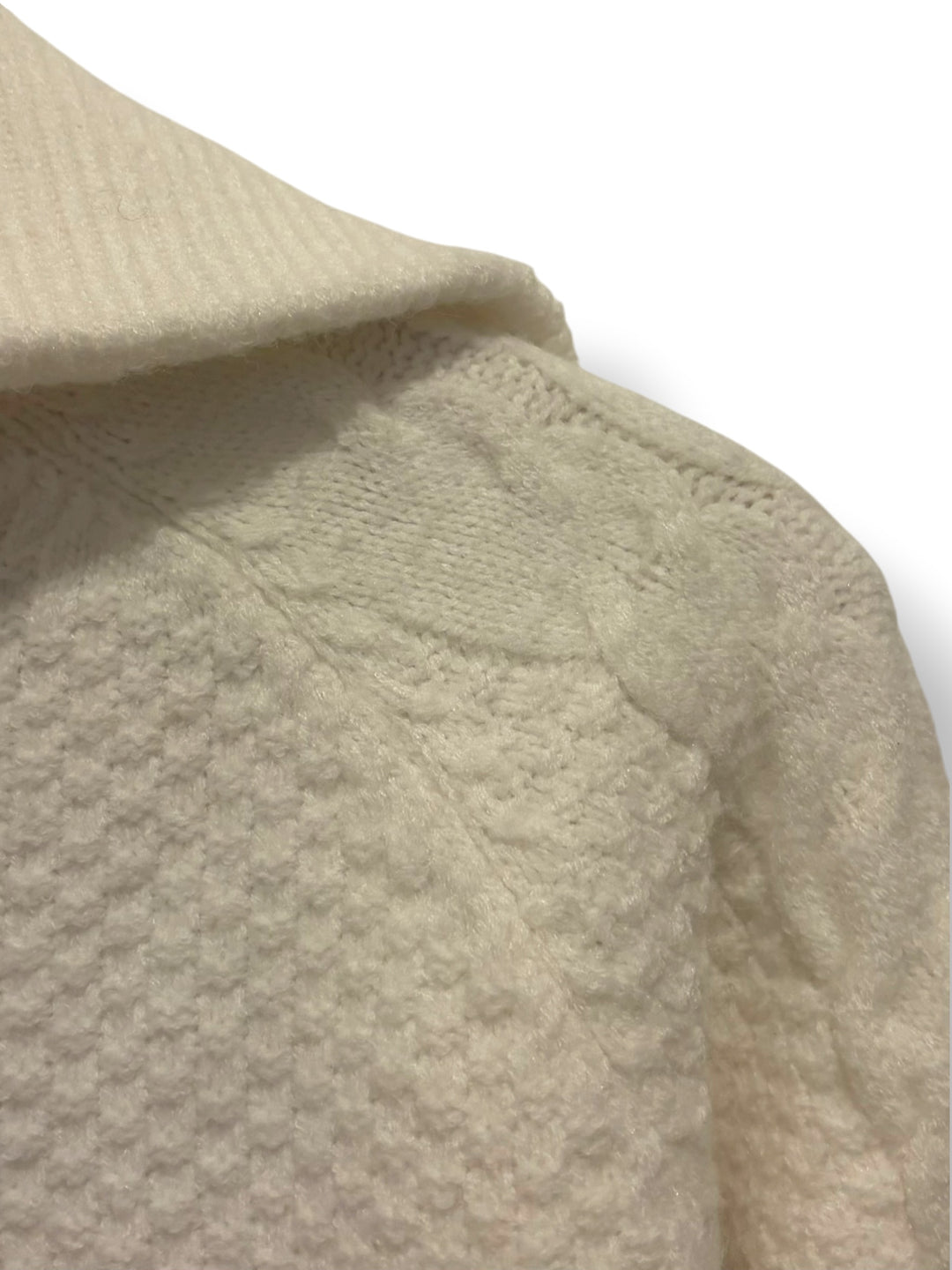 Petal &amp; Pup Cream Cable Knit Quarter Zip Sweater Size M Ski Chalet Après Ski