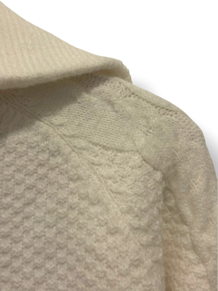 Petal &amp; Pup Cream Cable Knit Quarter Zip Sweater Size M Ski Chalet Après Ski