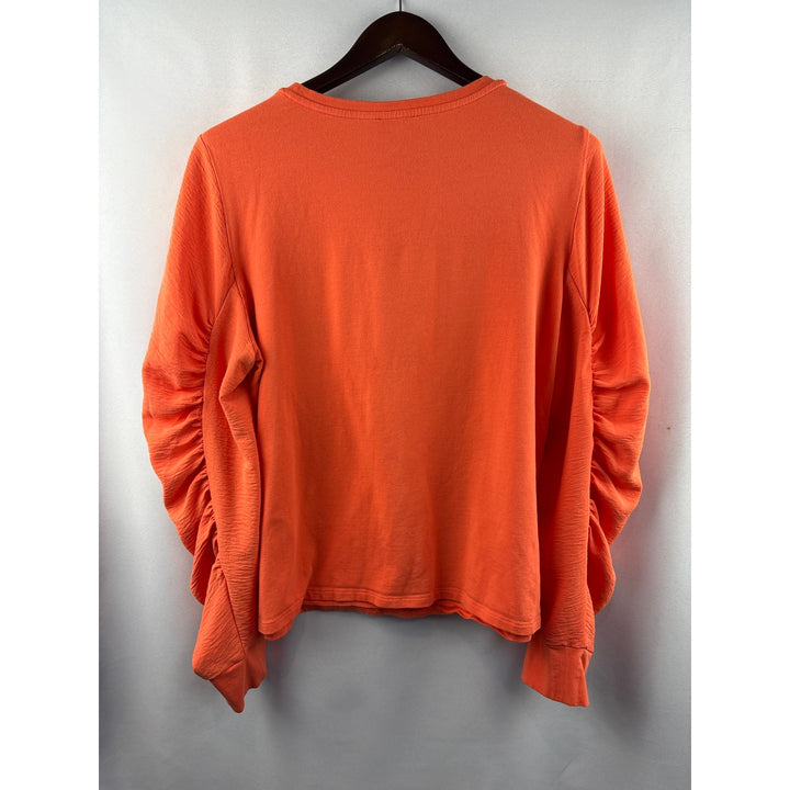 Women’s Calvin Klein Large Orange Long Puff Sleeve Blouse