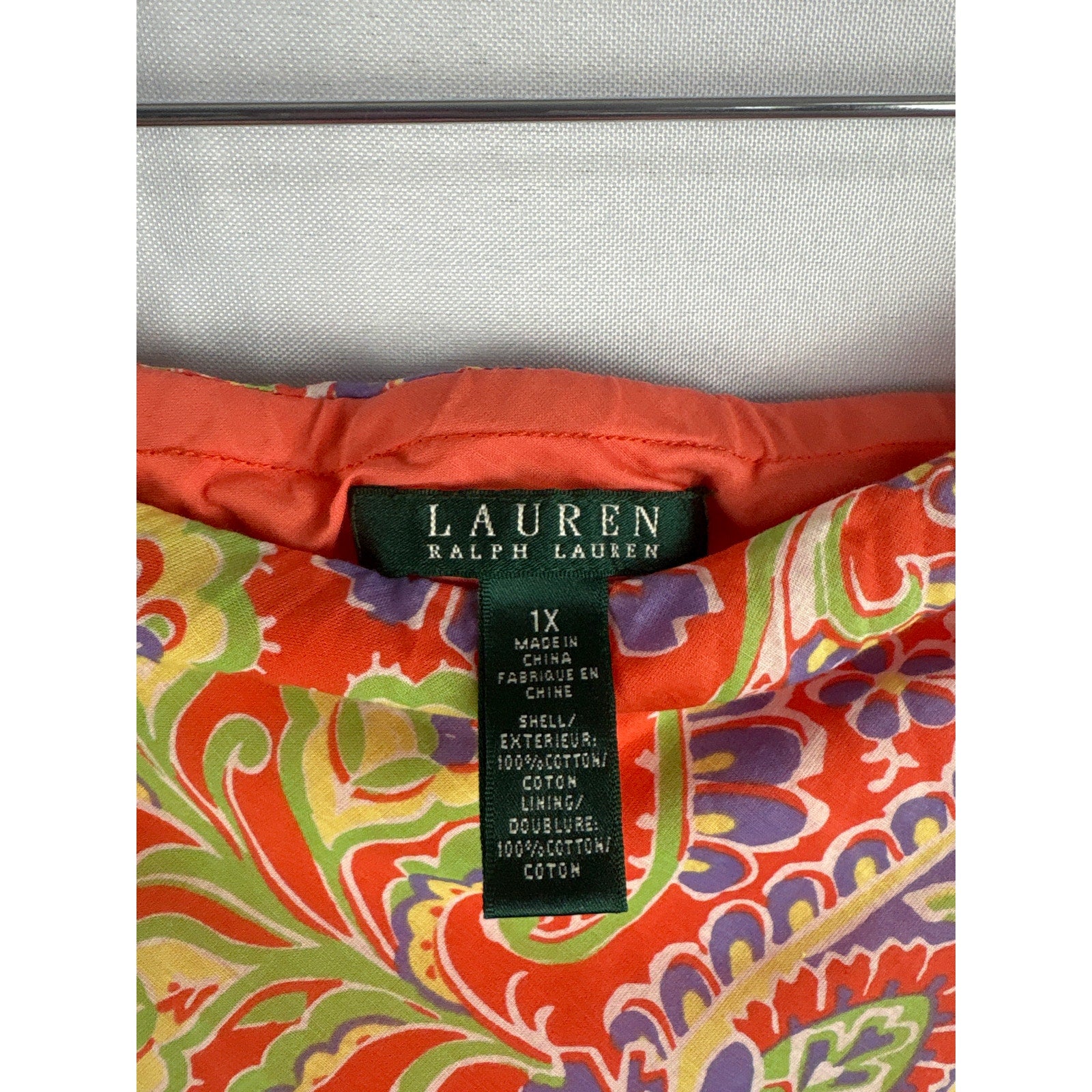 Women’s Green Label Ralph Lauren Orange Paisley Maxi Skirt.