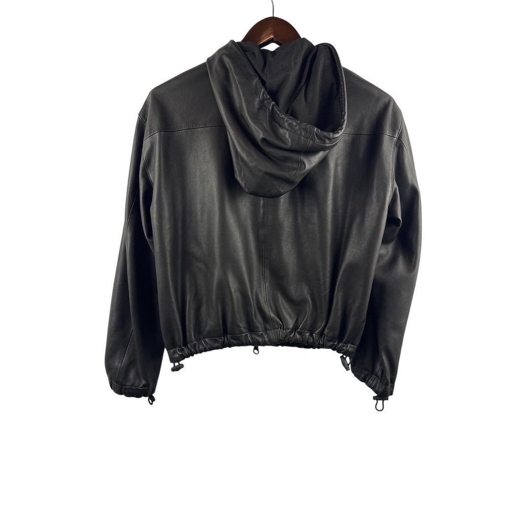 Women’s Vince XS Black Leather Zip-Up Hoodie