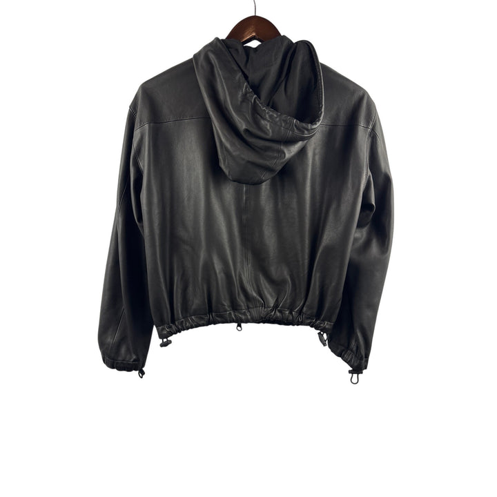 Women’s Vince XS Black Leather Zip-Up Hoodie