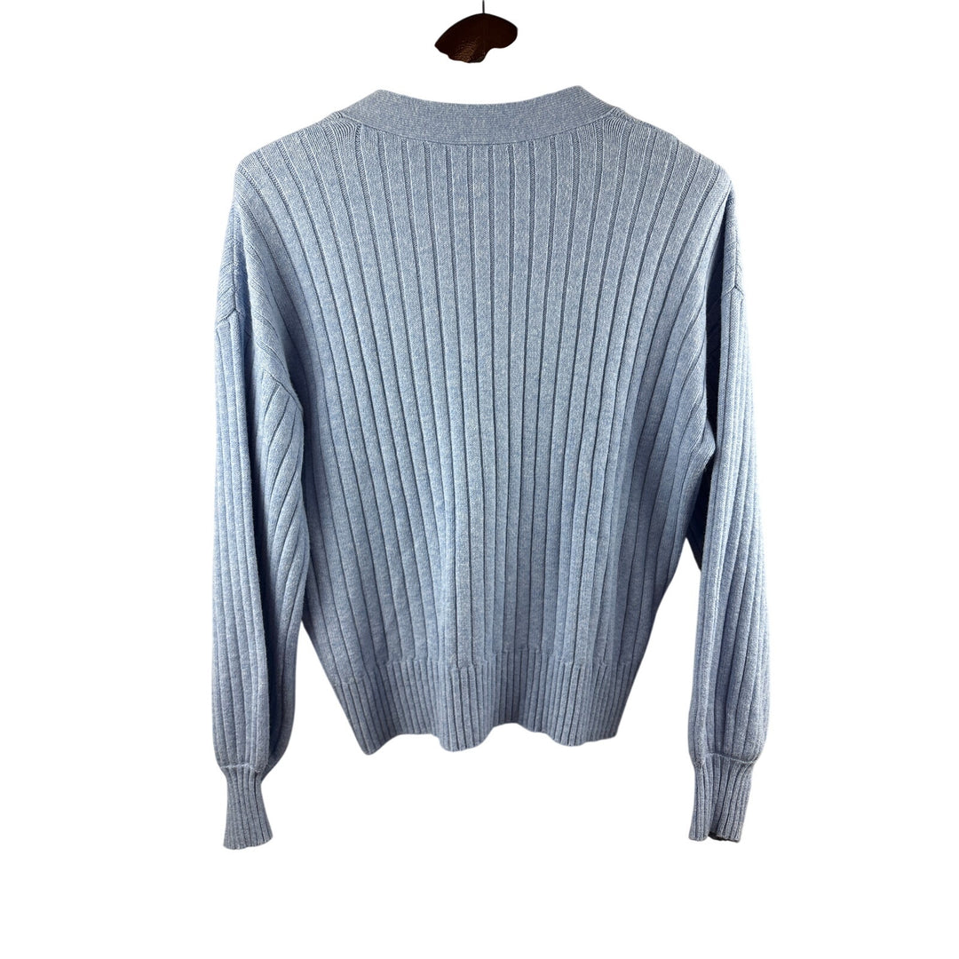 Women’s Cabi Large Light Blue Button Cable Knit Sweater