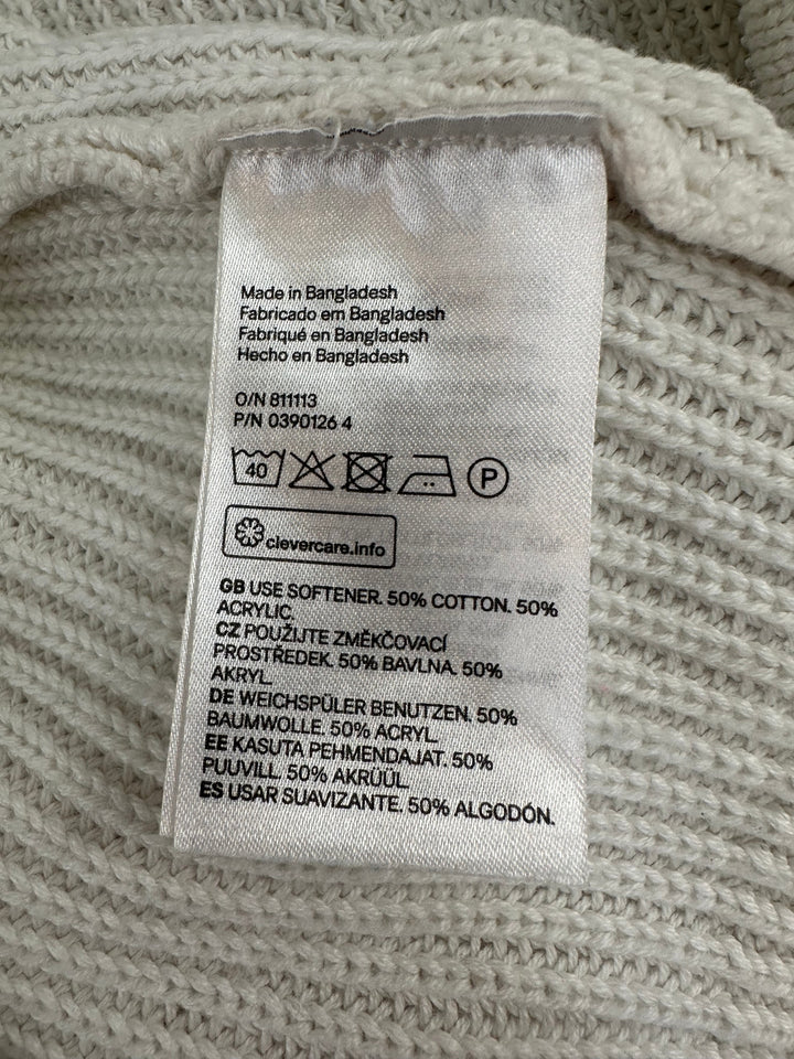 HM Womens Cream Cable Knit Sweater with Back Zipper Size XS