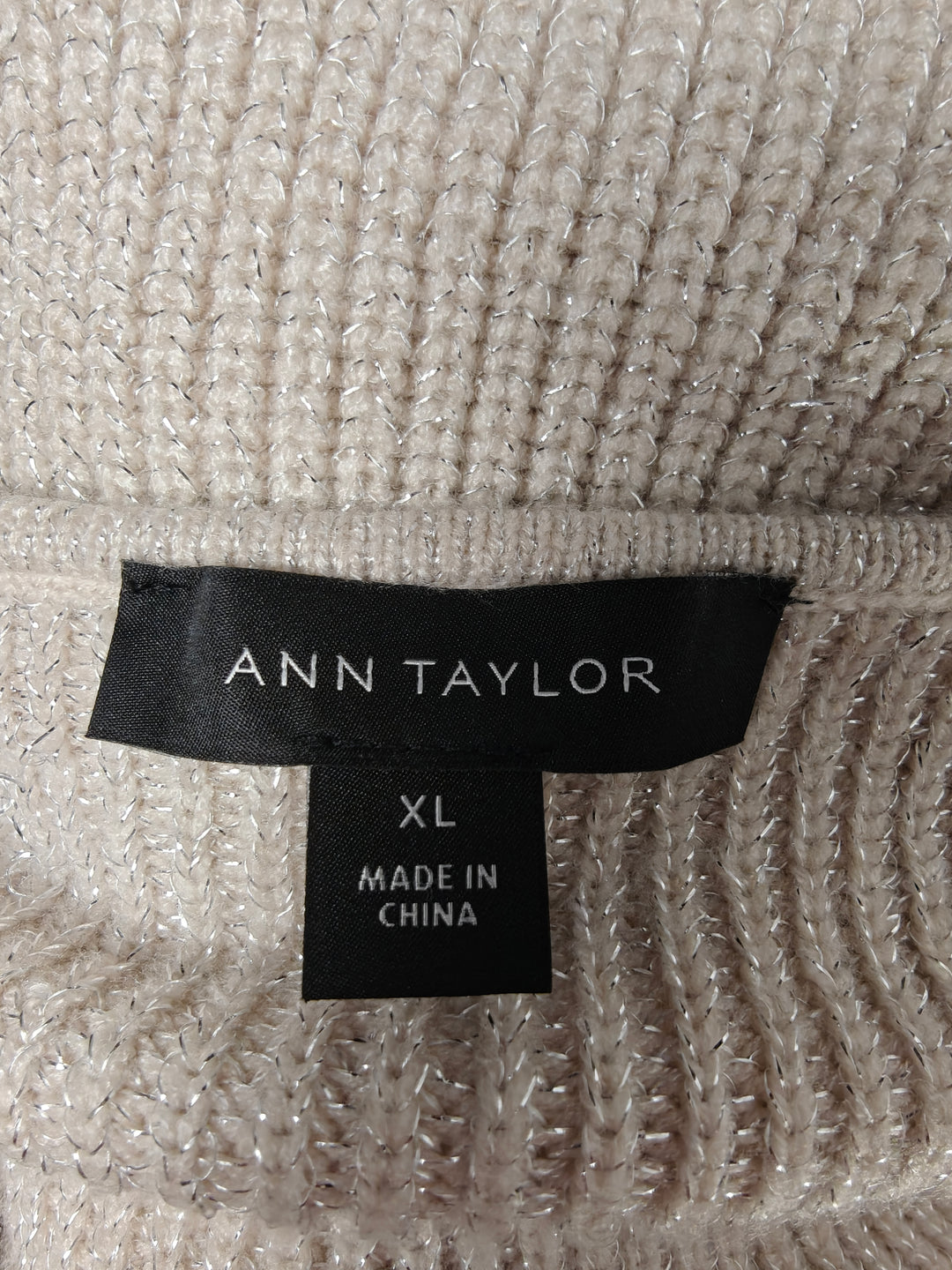 Womens Ann Taylor Wrap Sweater Ivory Metallic XL