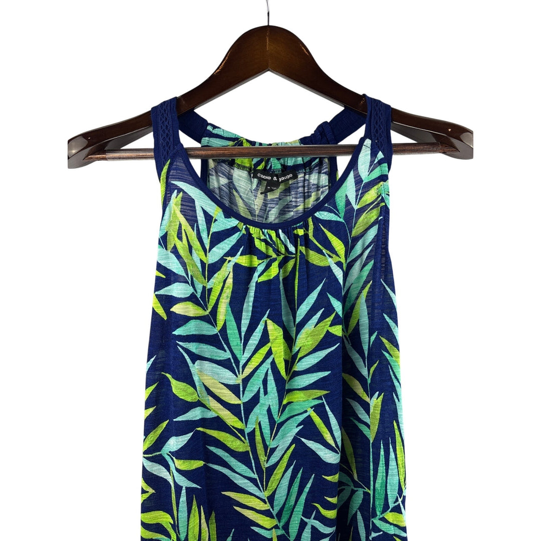 Women’s Cable & Gauge Blue w/ Leaf Pattern Tank