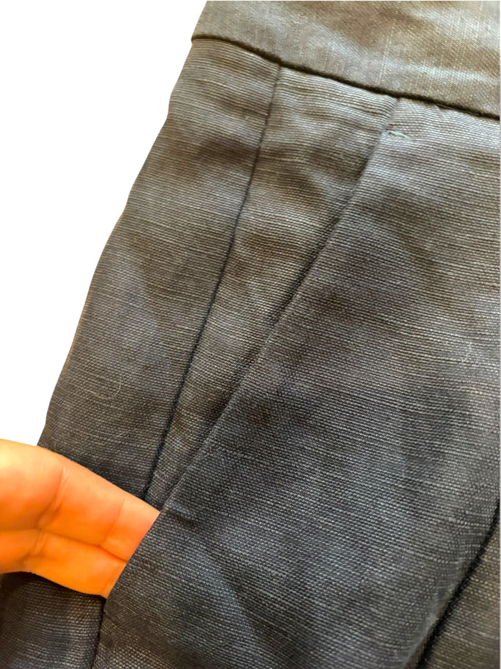 Aritzia Effortless Pant Linen Curve Fit Navy High Rise Wide Leg Size 12 NWT