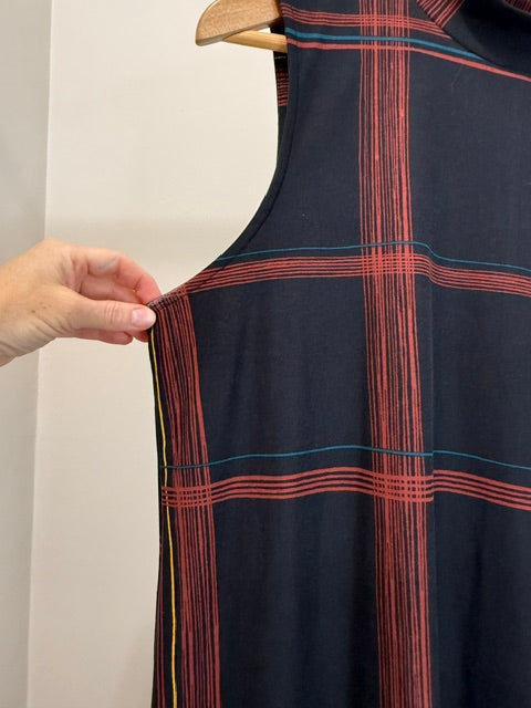 Apt. 9 Mock Neck Plaid A-Line Dress Black Brown Blue SzL