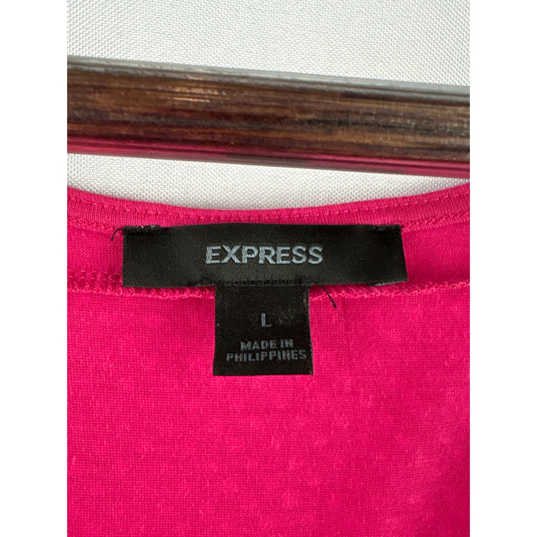 Women’s Express Large Hot Neon Pink Bandage Dress w/ Sequin Stripes