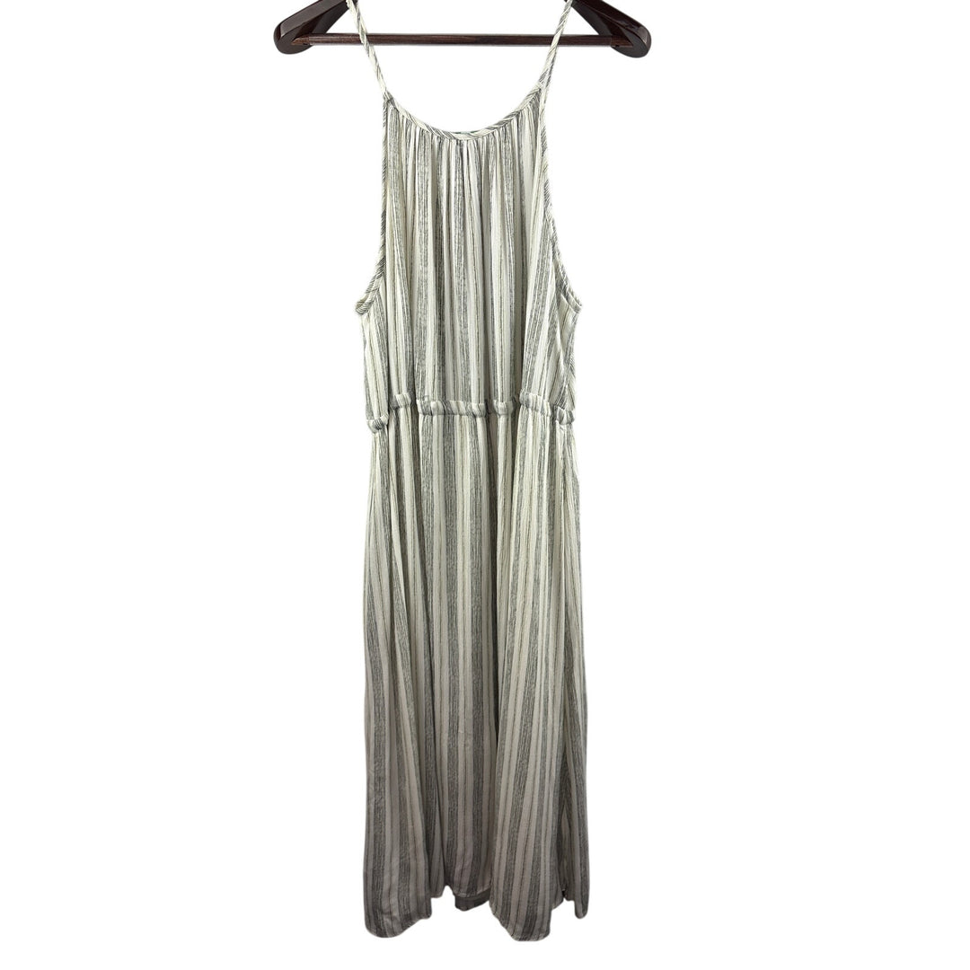 Women’s dip Size 1X White & Green Striped Tank Maxi Dress