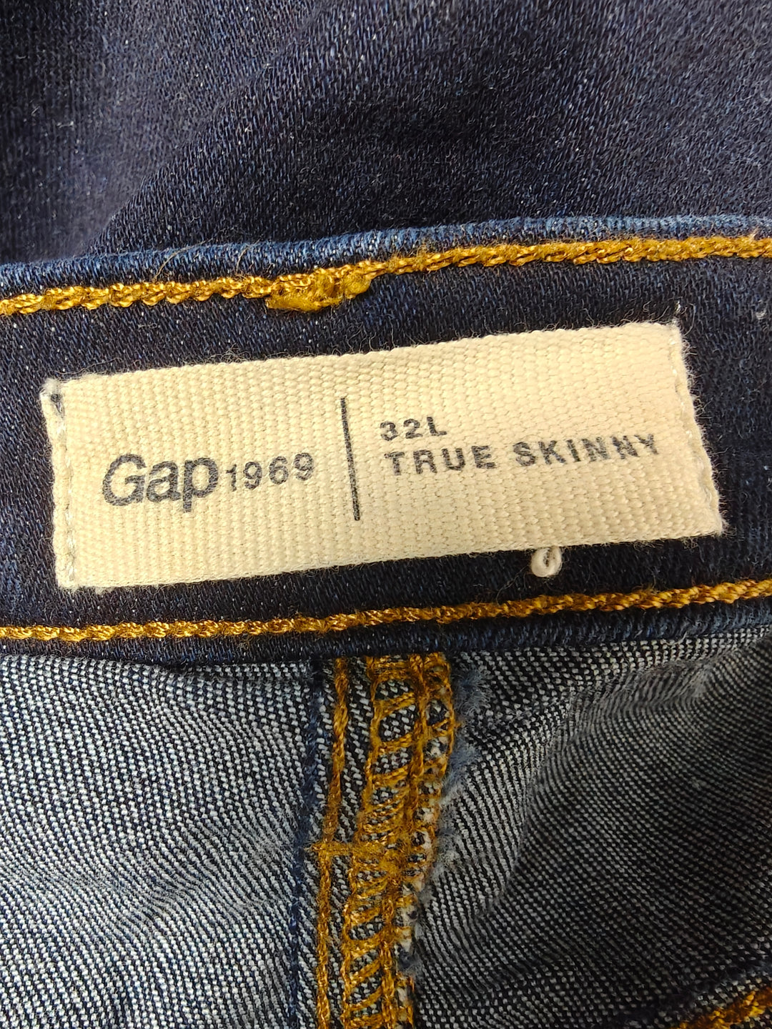 Womens Gap 1969 True Skinny Jeans Dark Indigo Blue Size 32 Long