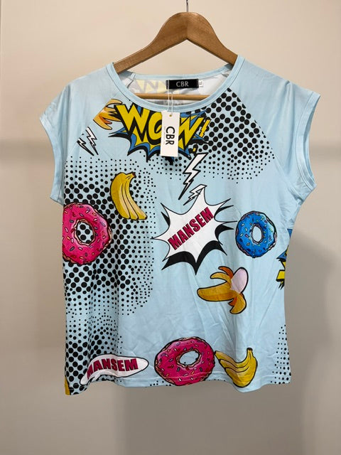 CBR Donut Print Pajama Set Lounge Shorts Sleepwear XL NWT