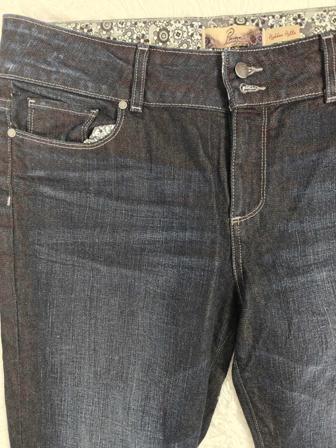 Womens Paige Hidden Hills Bootcut Jeans Dark Blue Size 32