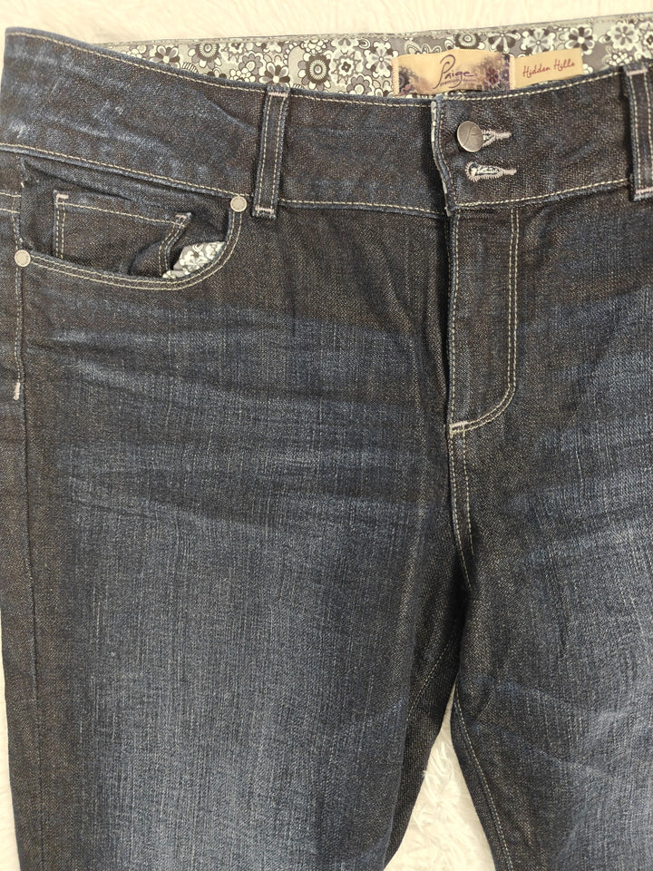 Womens Paige Hidden Hills Bootcut Jeans Dark Blue Size 32