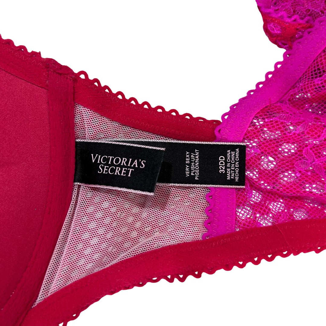 Victorias Secret Body By Victoria Push Up Bra Hot Pink Lace Underwire