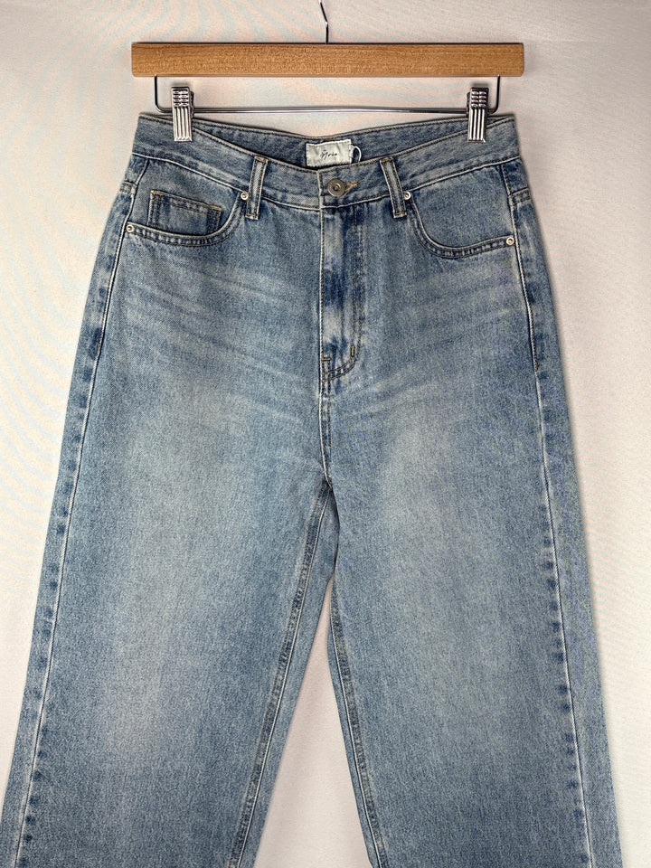 Womens Moia High Waisted Light Wash Wide Leg Cotton Jeans Size Medium