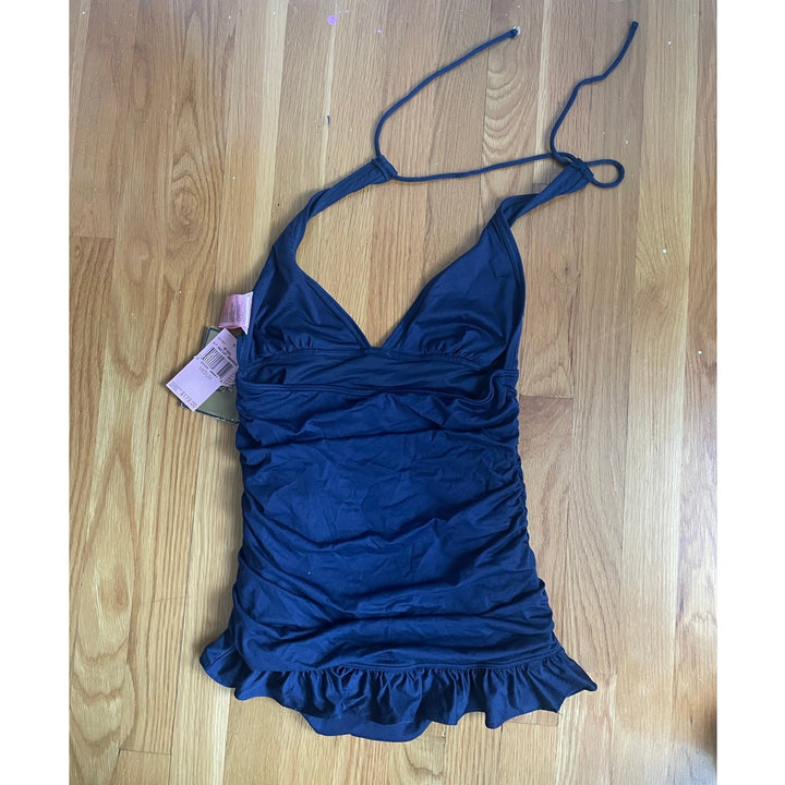 Juicy Couture Navy Blue One Piece Ruffle Ruched Bathing suit NWT Medium Y2K Skirt HLT Maillot Swimdress Beach Royalty Swim Suit
