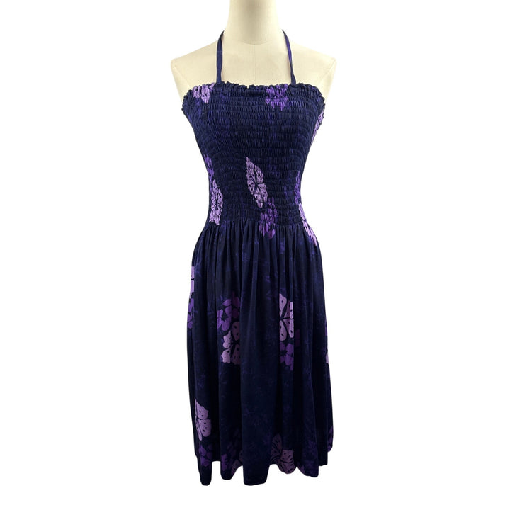 Women’s Young’s Fashion O/S Indigo & Purple Floral Halter Dress
