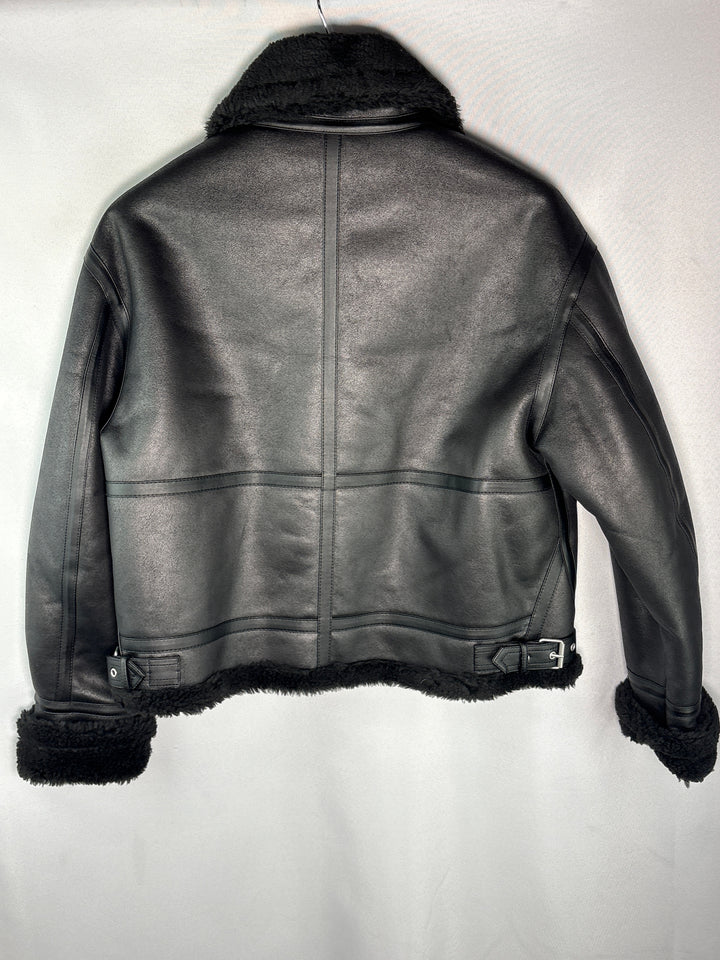 Dunst Unisex Small Black Loose Fit Shearling Jacket