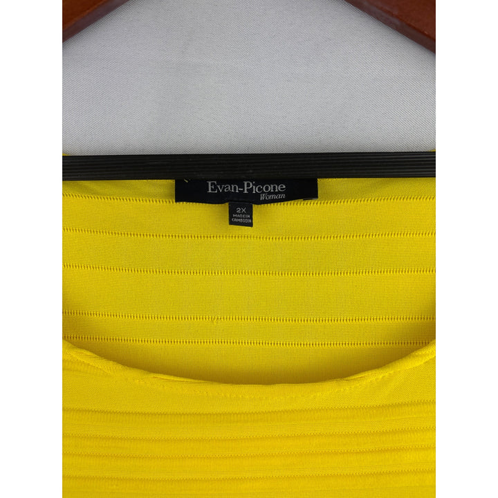Evan-Picone Woman Yellow Textured 2X Blouse 100% Polyester