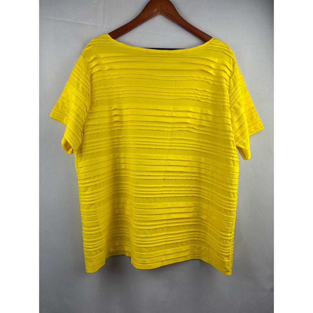 Evan-Picone Woman Yellow Textured 2X Blouse 100% Polyester