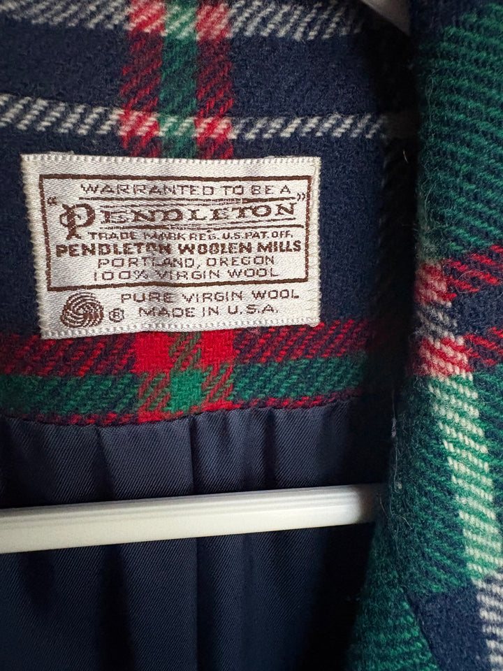 Vintage 60s 70s Pendleton Wool Tartan Plaid Blazer Jacket Made in USA
