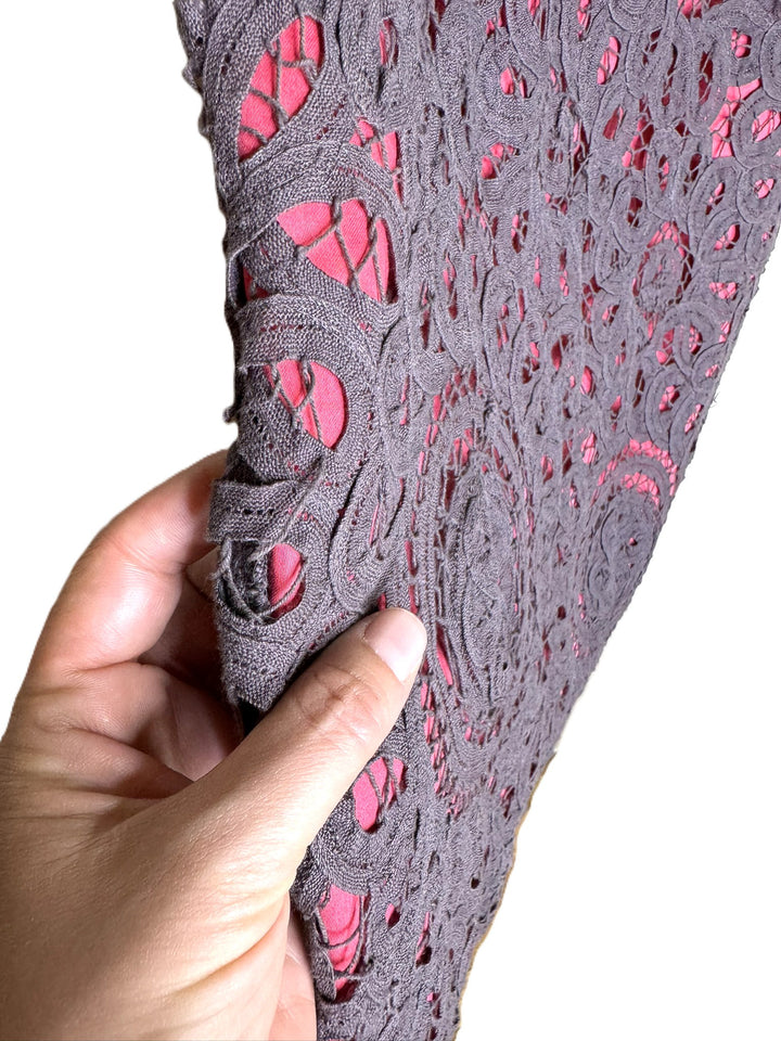 Anthropologie Floreat Pink & Gray Tube Dress, Crochet Overlay, Removable Straps, Size 0