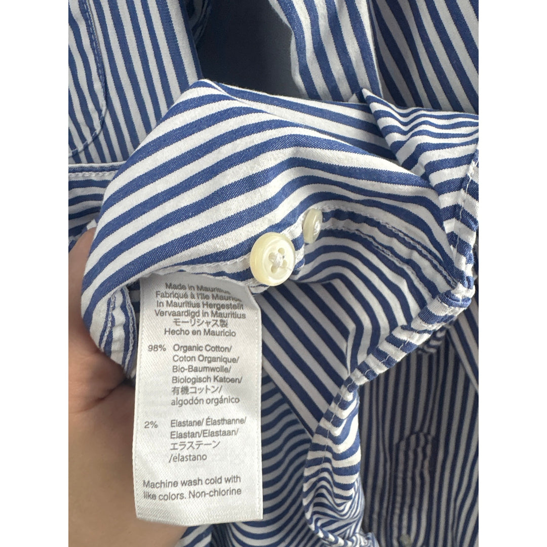 Men’s J.Crew Medium Blue & White Striped Button Up