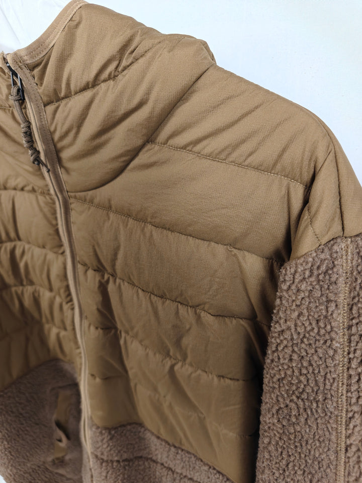 REI Outdoor Hybrid Sherpa Fleece Insulated Puffer Jacket Brown Size XL