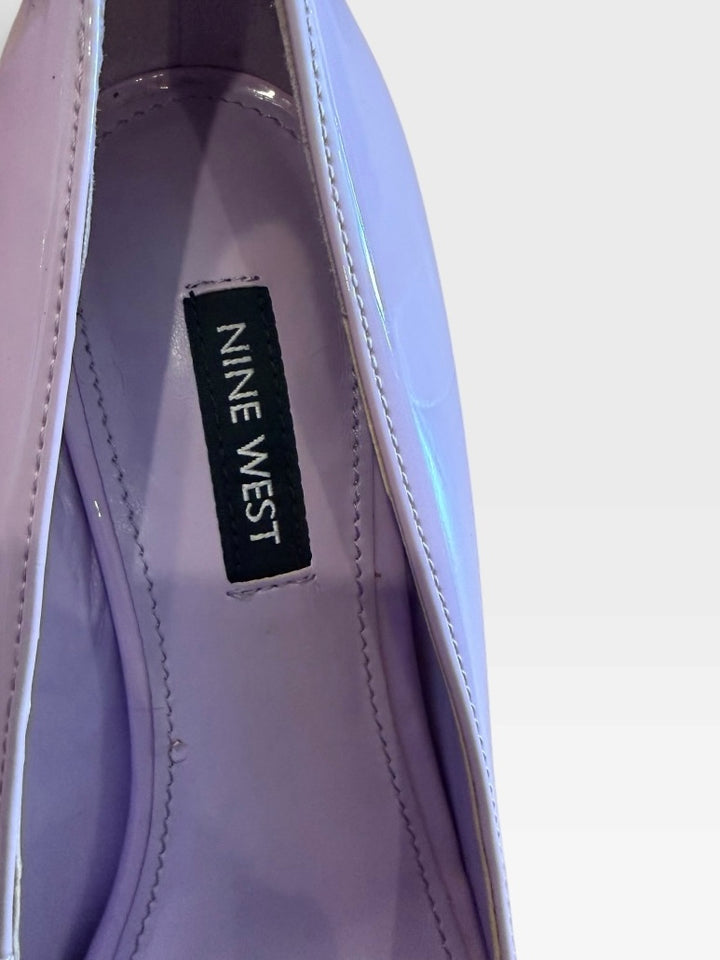 Nine West Lilac Pink Patent Platform Peep Toe Stiletto Heels Size 6