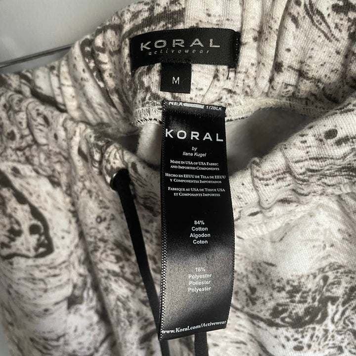 Koral Activewear White Grey Marble Jogger Sweatpants size Medium Low Rise Sweats