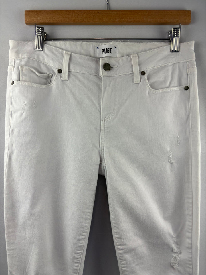 Women’s Paige Size 29 White Distressed Skinny Jeans