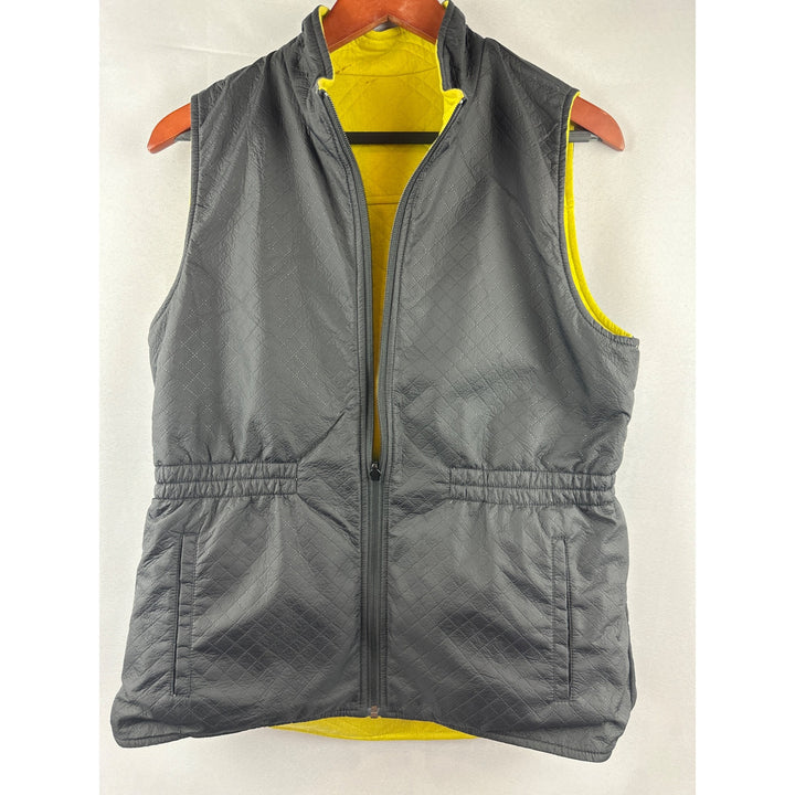 Reversible Quilted Womens Vest M Yellow & Gray Athletic