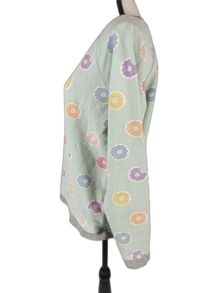 Women’s Monica + Andy Lounge Donut Print Sweatshirt Mint Green Size M