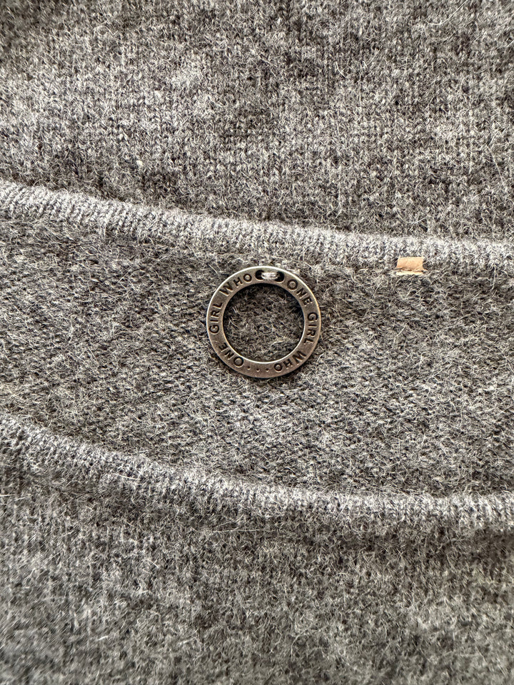 One Girl Who… 100% Cashmere Gray Sweater | Soft Knit Balloon Sleeve Top