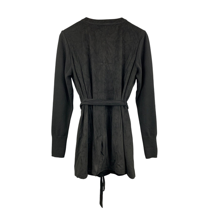 H By Halston Womens Black Belted Long Jacket Size 4