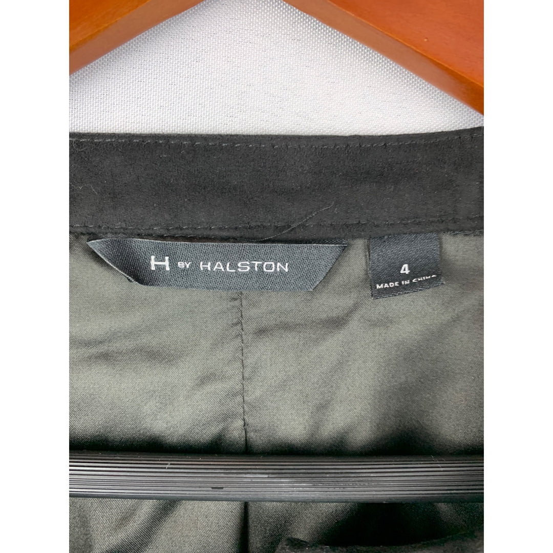 H By Halston Womens Black Belted Long Jacket Size 4