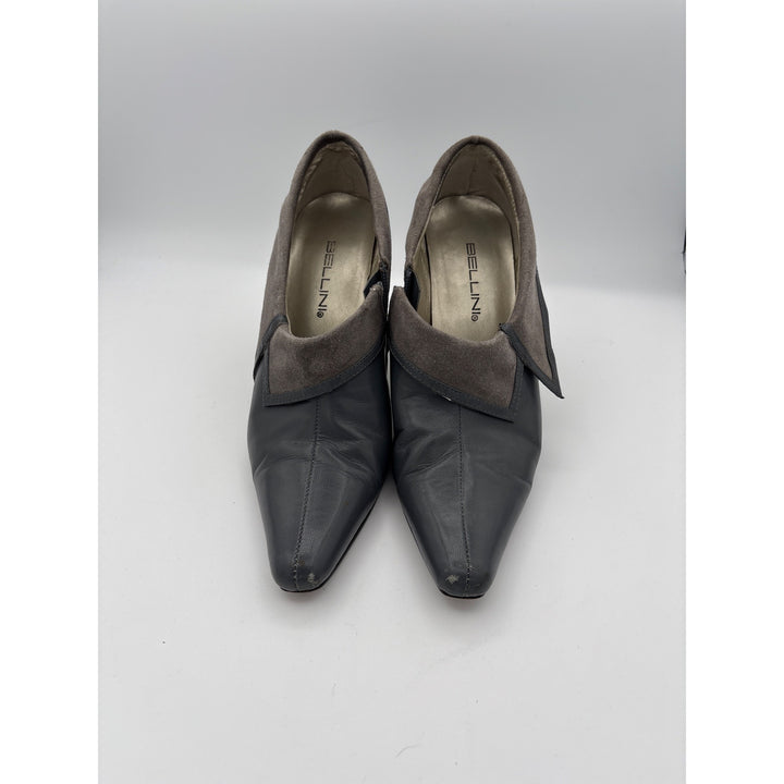 Bellini Womens 7.5 Gray Leather & Suede Pointed Toe Heels Made In China